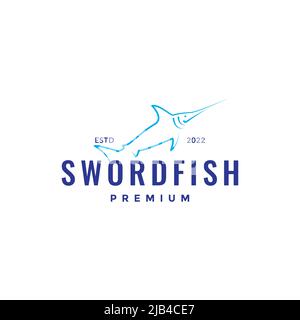 linea spada pesce minimal logo design vettore grafico simbolo icona illustrazione idea creativa Illustrazione Vettoriale