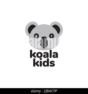 faccia cute koala bambini shock logo design vettore grafico simbolo icona illustrazione idea creativa Illustrazione Vettoriale