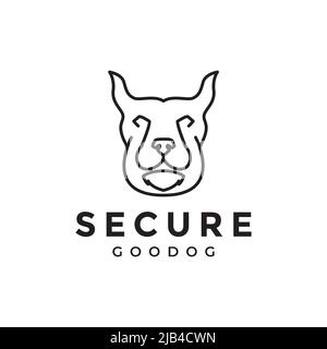 linea moderna testa animali domestici cane sicuro logo design vettore grafico simbolo icona illustrazione idea creativa Illustrazione Vettoriale