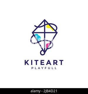 linea colorato astratto giocoso kite logo design vettoriale grafico simbolo icona illustrazione idea creativa Illustrazione Vettoriale