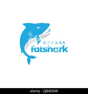 blu squalo grasso salto logo disegno vettore grafico simbolo icona illustrazione idea creativa Illustrazione Vettoriale