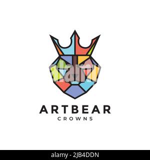 testa orso con poligono colorato logo disegno vettore grafico simbolo icona illustrazione idea creativa Illustrazione Vettoriale