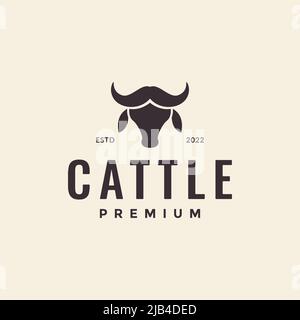 testa mucche da latte hipster logo design vettore grafico simbolo icona illustrazione idea creativa Illustrazione Vettoriale