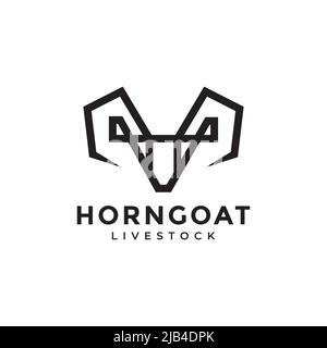 moderna testa e tromba logo capra disegno vettore grafico simbolo icona illustrazione idea creativa Illustrazione Vettoriale