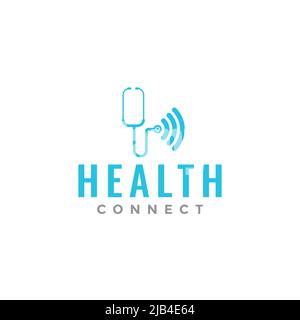 stetoscopio medico con logo internet disegno vettore grafico simbolo icona illustrazione idea creativa Illustrazione Vettoriale