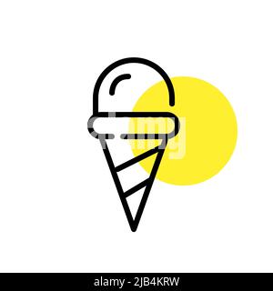 Cono gelato. Pixel Perfect, icona grafica con linea di traccia modificabile Illustrazione Vettoriale