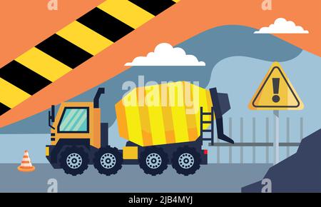 scenario camion betoniera Illustrazione Vettoriale