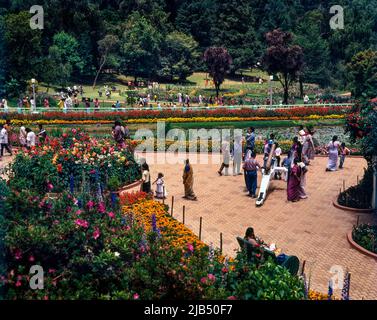 Il giardino botanico del governo che è stato disposto nel 1847 dal marchese di Tweeddale in Udhagamandalam o Ooty, Tamil Nadu, India, Asia Foto Stock