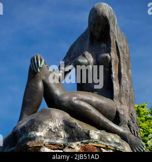 Scultura del Loreley, statua di bronzo di Natasha Alexandrovna Principessa Yusoppov, San Goarshausen, Renania-Palatinato, Germania Foto Stock