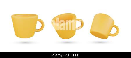 Illustrazione realistica di un oggetto vettoriale da 3D tazze di caffè Illustrazione Vettoriale