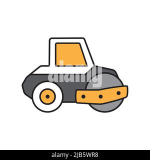 Icona della linea del rullo stradale, segno vettoriale di contorno, pittogramma lineare isolato su bianco. Simbolo, illustrazione del logo Illustrazione Vettoriale