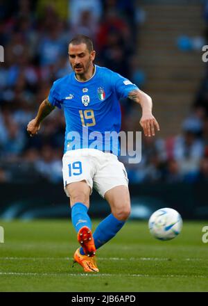 LONDRA, INGHILTERRA - GIUGNO 01: Leonardo Bonucci d'Italia durante Finalissima Conmebol - Coppa UEFA di campioni tra Italia e Argentina a Wembley Stadiu Foto Stock