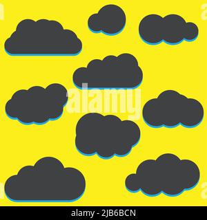 Set di icone Cloud in stile piatto alla moda isolato su sfondo blu. Simbolo cloud per la progettazione del sito Web, il logo, l'app, l'interfaccia utente, l'illustrazione vettoriale Illustrazione Vettoriale