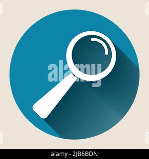 Lente di ingrandimento icona piatta nel cerchio bello, illustrazione vettoriale Illustrazione Vettoriale