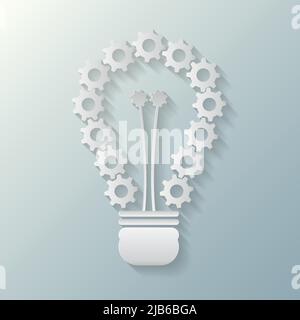 Creative Thinking.Light lampadina che ha Gears.Vector illustrazioni Illustrazione Vettoriale