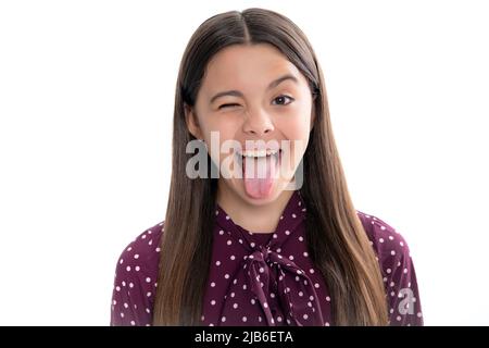 Ragazza adolescente rendere divertente faccia con finti occhi google bulbi  oculari Foto stock - Alamy