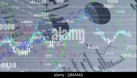 Immagine del trattamento dei dati finanziari, statistiche e numeri Foto Stock