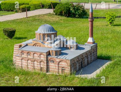 Moschea di Chora (Moschea di Kariye) nel Parco Miniaturk di Istanbul, Turchia. Foto Stock