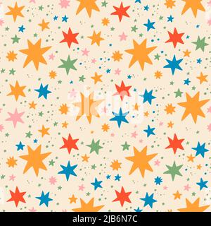Pattern vettoriale senza giunture sotto forma di stelle. Stile disegno a mano libera. Pattern vettoriale senza giunture con stelle. Illustrazione Vettoriale