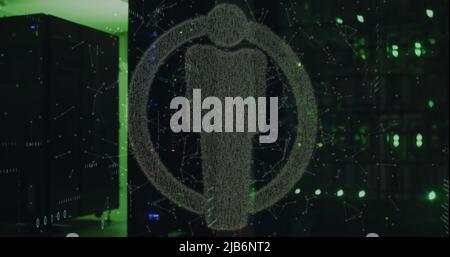 Immagine dell'icona persone sulla sala server Foto Stock