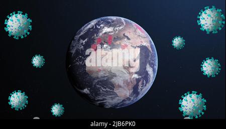 Immagine di una caduta di 19 cellule sul globo Foto Stock
