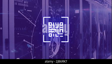 Immagine del codice qr lampeggiante sui server di computer Foto Stock