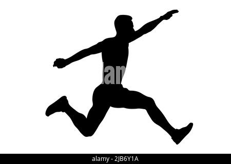 tripla salto maschile atleta silhouette nera Foto Stock