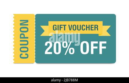 Buono sconto del 20%. Buono sconto, buono regalo. Promozione coupon. Vettore Illustrazione Vettoriale