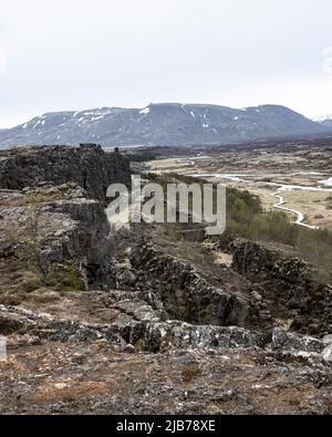 La gola di Flosagja nel Parco Nazionale di Pingvellir Islanda Foto Stock