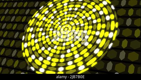 Immagine di cerchio fatto di esagoni che cambiano i colori nelle sfumature di giallo Foto Stock