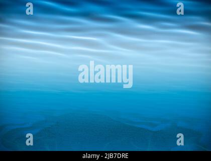 Fondo sott'acqua, fondo sabbioso con spazio per il testo Foto Stock