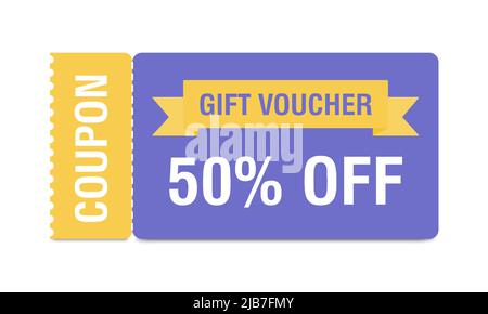 Buono sconto del 50%. Buono sconto, buono regalo. Promozione coupon. Vettore Illustrazione Vettoriale