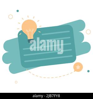 Icona Suggerimenti rapidi. Top Suggerimenti icona nota di consiglio. Idea bulbo istruzione trucchi. Stile cartoon piatto. Vettore Illustrazione Vettoriale