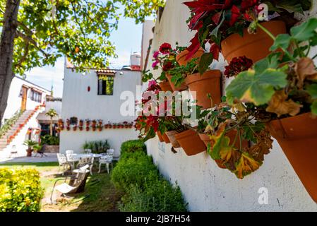 Il patio sul retro del Petra Hotel si trova a San Miguel de Allende, Messico. Foto Stock