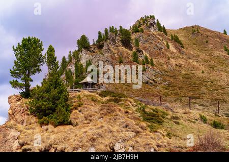 Il campanello del campanile (Glockenhütte) sulla strada Nockalm (Nockalmstrasse) in Austria. Foto Stock