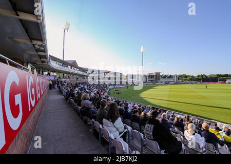 CHESTER LE STREET, REGNO UNITO. GIUGNO 1st una visione generale durante la partita Vitality T20 Blast tra il Durham County Cricket Club e Worcestershire al Seat Unique Riverside, Chester le Street mercoledì 1st giugno 2022. (Credit: Mark Fletcher | MI News) Credit: MI News & Sport /Alamy Live News Foto Stock