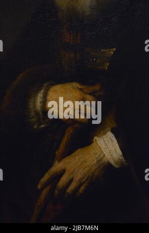 Rembrandt (Rembrandt Harmensz van Rijn) (1606-1669). Pittore e tipografo olandese. Ritratto di un vecchio uomo, 1645. Dettaglio. Olio su tela. Museo Calouste Gulbenkian. Lisbona, Portogallo. Foto Stock