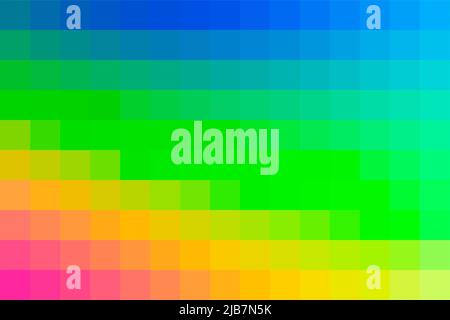 Sfuma lo sfondo dai quadrati multicolori. Astratto arcobaleno di colori, spazio per il tuo disegno o testo. Un supporto di verde e blu e viola e. Illustrazione Vettoriale