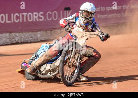 MANCHESTER, REGNO UNITO. GIUGNO 3rd Sam McGurk (116) in azione durante il British Youth Speedway Championship (Round 4) al National Speedway Stadium di Manchester sabato 10th ottobre 2020. (Credit: Ian Charles | MI News) Credit: MI News & Sport /Alamy Live News Foto Stock