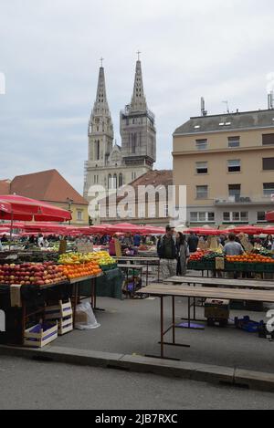 Mercato Dolac, Zagabria, Croazia Foto Stock