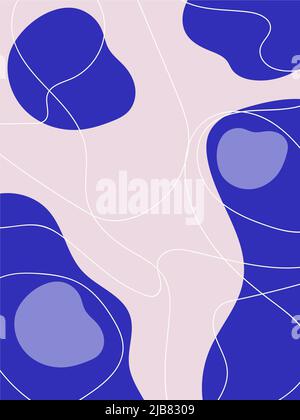 Forme astratte motivo sfondo con spazio di copia. Forme colorate disegnate a mano ed elementi di noodle. Illustrazione vettoriale moderna e alla moda per i social Illustrazione Vettoriale