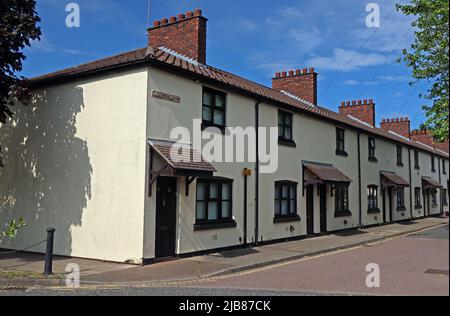 Liverpool Row, Vulcan Village, Warrington, ex-Charles Tayleur fabbrica ferroviaria Newton-le-Willows storia, Lancashire Foto Stock