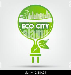 Energy Ideas Save the World Concept Power plug ecologico Illustrazione Vettoriale