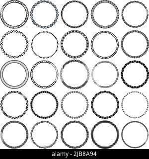 Collezione di cornici rotonde ornamentali africane decorative. Ideale per design di etichette vintage. Illustrazione Vettoriale