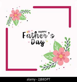 Buon giorno del Padre con un disegno piatto floreale di invito della scheda rosa Illustrazione Vettoriale