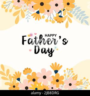 Fiore felice giorno del papà biglietto di auguri piatto disegno Illustrazione Vettoriale
