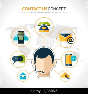 Connect us business people social network innovativo tecnologia elettronica comunicazione concept poster con operatore astratto vettore illustrazione Illustrazione Vettoriale