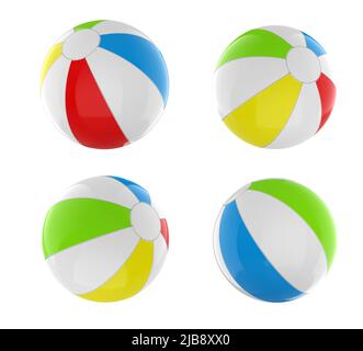 3d set di rendering di palline colorate da spiaggia isolate su sfondo bianco Foto Stock
