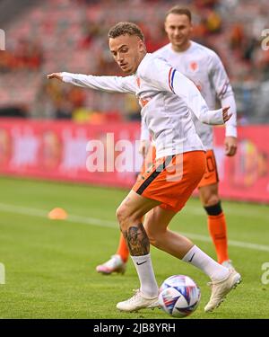 Bruxelles, Belgio. 03rd giugno 2022. Noa Lang dei Paesi Bassi è stato raffigurato in vista di una partita di calcio tra le squadre nazionali del Belgio, chiamata i Diavoli rossi e i Paesi Bassi, chiamata Oranje nella UEFA Nations League, venerdì 3 giugno 2022 a Bruxelles, Belgio . PHOTO SPORTPIX | DAVID CATRY SOCCER BELGIUM VS NETHERLANDS David Catry | Sportpix.be Credit: SPP Sport Press Photo. /Alamy Live News Foto Stock