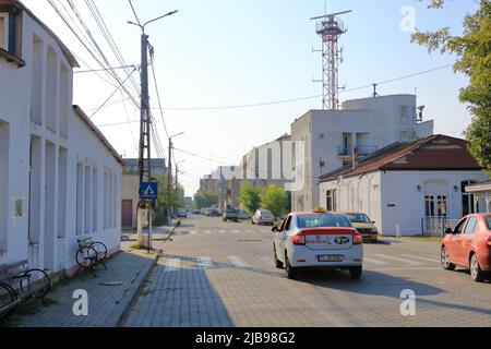 Settembre 13 2021 - Sulina in Romania: L'architettura antica di una città portuale Foto Stock